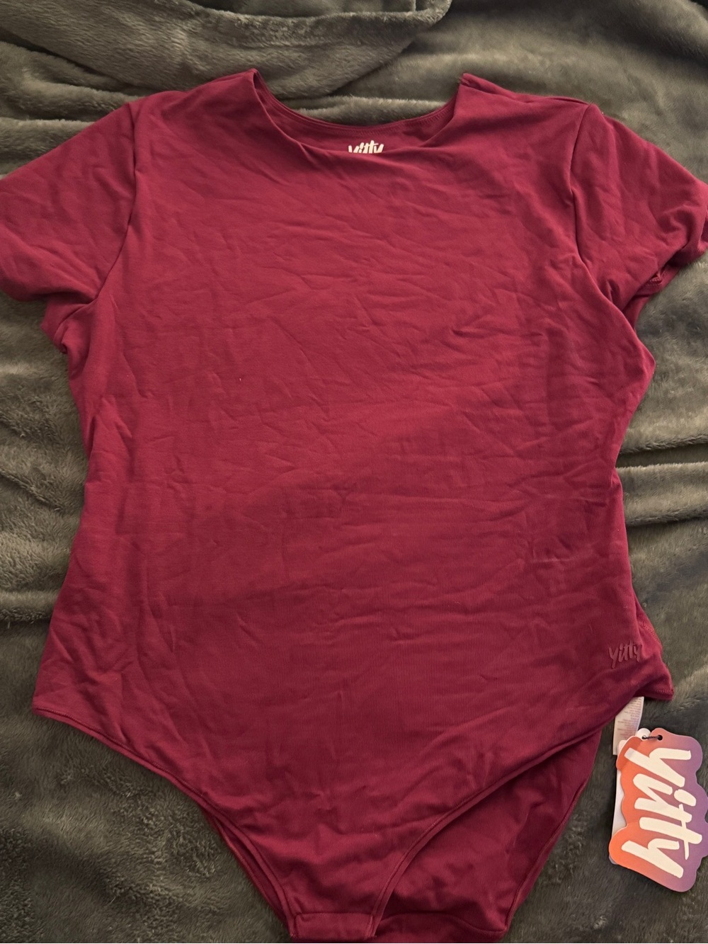 YITTY Short Sleeve Crewneck Bodysuit in Burgundy XXL/1X NWT
